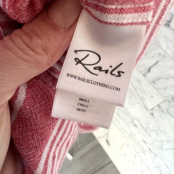 Rails Blouse Charli Bristol Stripe Red and White Size Small - Picture 3 of 6